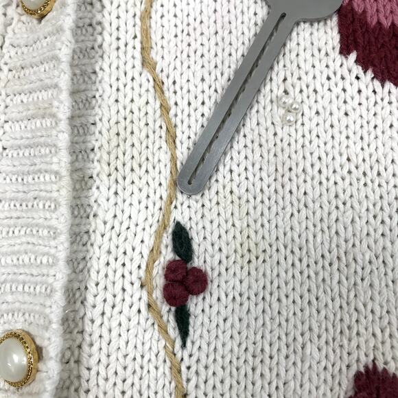 CAPACITY Embroidered Long Cardigan VTG Women M Linen/Cotton Retro Cottage Y2K - Picture 11 of 11